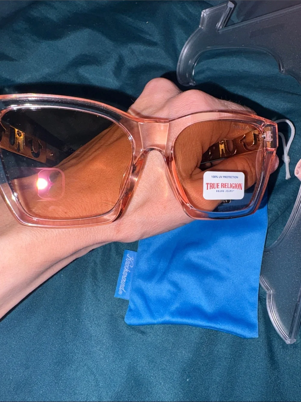 True Religion Light Pink Women's Sunglasses w/ free unbranded Pink Case & slee